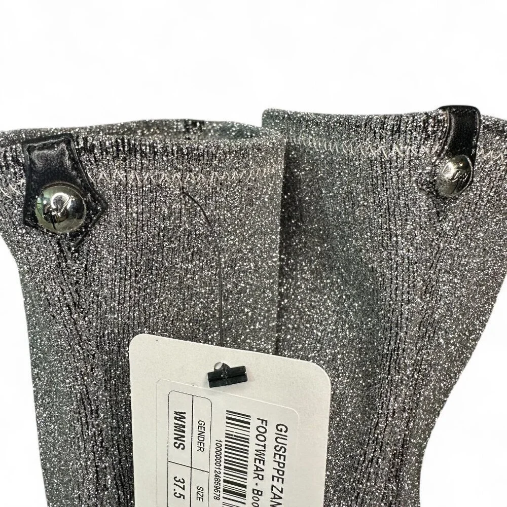Giuseppe Zanotti Women's Silver Glitter Over-the-Knee Flat Boots Sz 37.5 NWOT